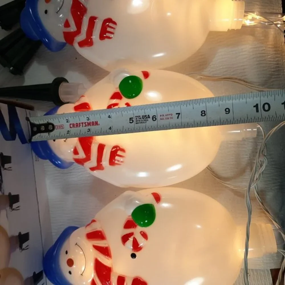 GE StayBright Snowman Pathway light Markers x4 White Christmas blow mold 5280891